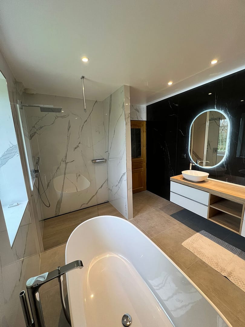 Nos réalisations : carrelage, sols et salles de bain en Normandie - Artisan carreleur Caen - Dumaine Carrelage